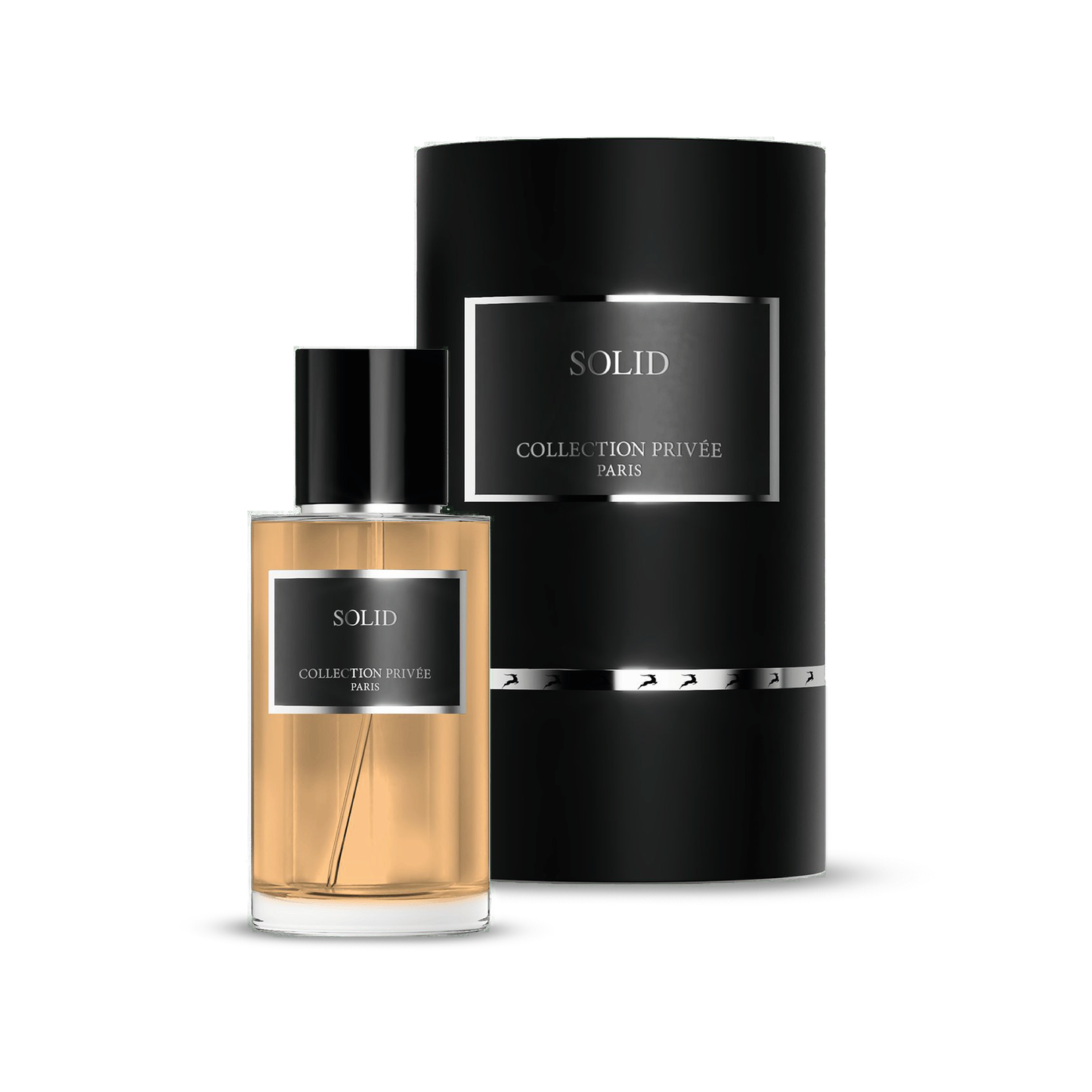 Flacon élégant de Solid -collection privée 50 ML, une fragrance audacieuse mêlant notes fruitées, cuir, jasmin et musc poudré.