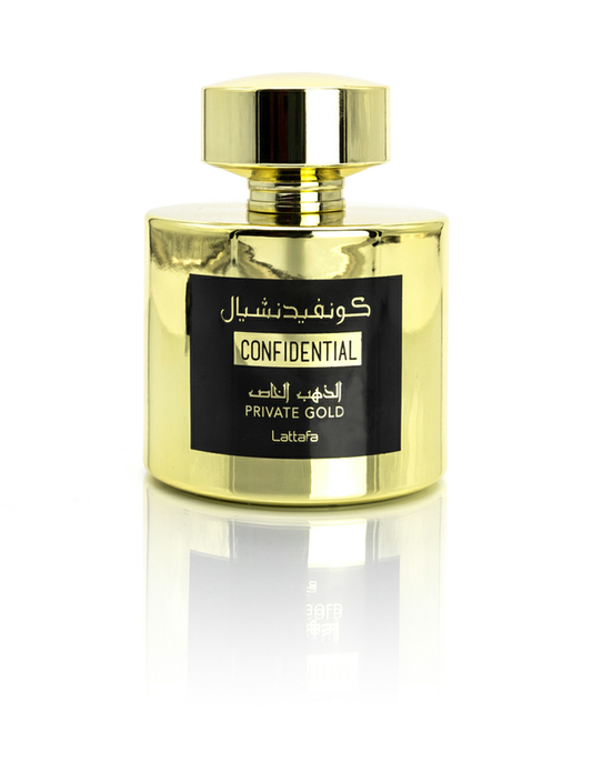 Parfum Confidential Gold - Lattafa  100 ML, symbole de luxe et de sophistication.