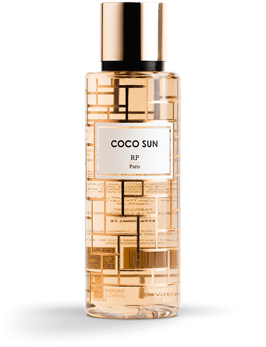 Brume Parfumée Coco Sun RP PARIS - Un voyage tropical de caramel, noix de coco et vanille en flacon de 250 ML.