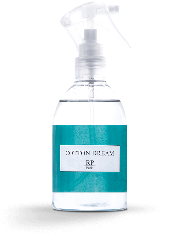 Spray Textile Cotton Dream Luxe RP Paris 250 ML avec notes de fleur blanche, pêche et amande