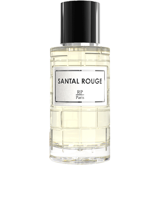 Bouteille élégante de Santal Rouge - RP Paris 50 ML, une fragrance boisée et sophistiquée aux notes de santal, cardamome et cuir.