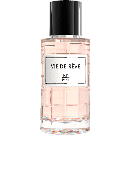 Flacon de Parfum Vie de Rêve RP Paris 50 ML, capturant l'essence de la fusion enivrante de cacao, pivoine, et rose de Turquie.